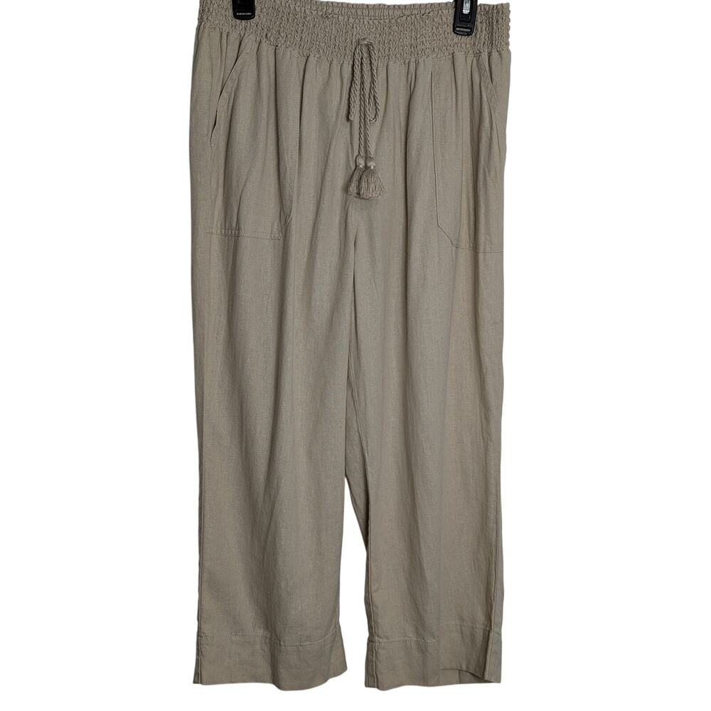 Westbound Woman Plus Size Linen Blend Crop Pull-On Pants 1X